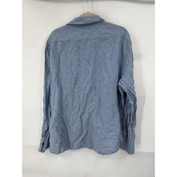 Banana Republic Untucked Fit 100% Linen Button Front Shirt Men XL Blue Beach - Picture 2 of 8